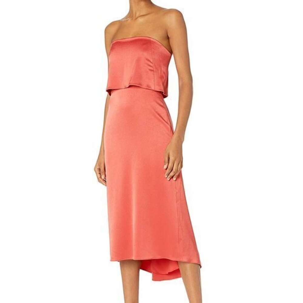 Halston Heritage Strapless Popover Satin Dress NWT